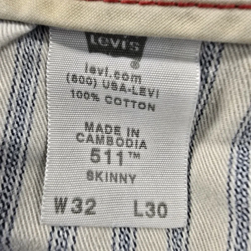 Levis 511 Skinny Jeans Mens 32x29 Blue Medium Wash Cotton Denim Pants